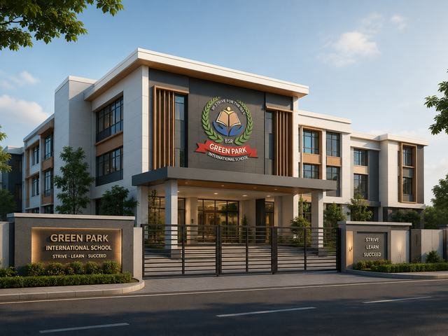 School Logo on building signage