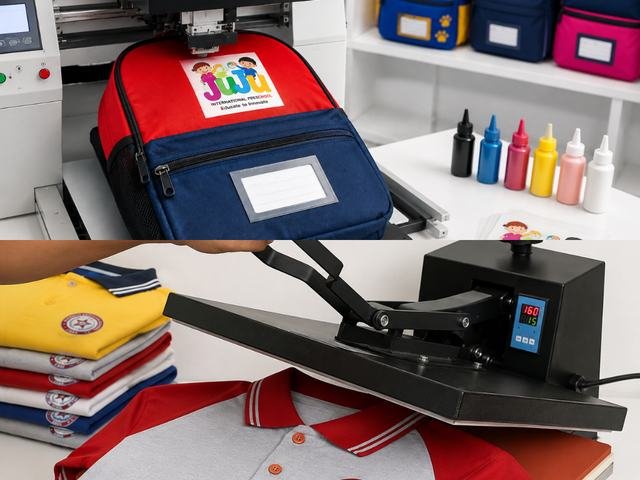 Printed branding on bags and uniforms