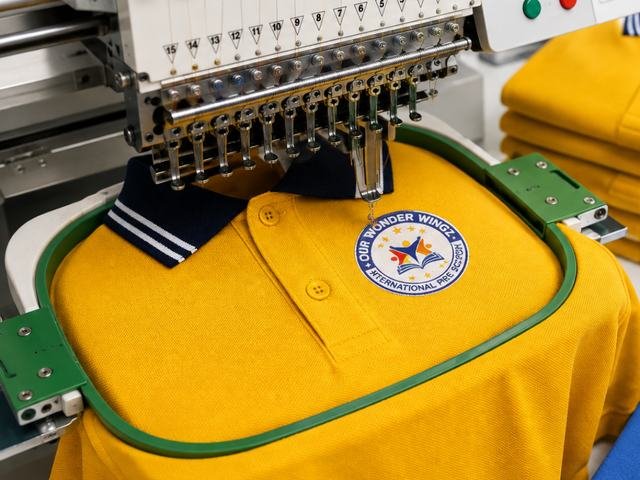 Embroidered school logo